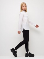 Трикотажные брюки со штрипками для девочек (черный, 146) Sela  фото, kupilegko.ru